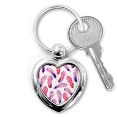 Watercolor Pattern With Feathers Key Chains (heart)  by BangZart