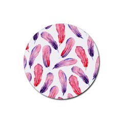 Watercolor Pattern With Feathers Rubber Coaster (round)  by BangZart