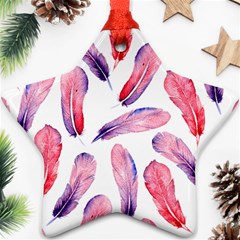 Watercolor Pattern With Feathers Star Ornament (two Sides) by BangZart