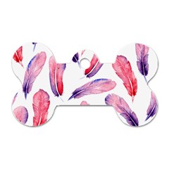 Watercolor Pattern With Feathers Dog Tag Bone (two Sides) by BangZart