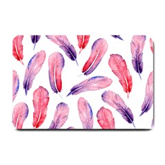 Watercolor Pattern With Feathers Small Doormat  by BangZart