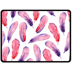 Watercolor Pattern With Feathers Fleece Blanket (large)  by BangZart