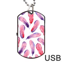 Watercolor Pattern With Feathers Dog Tag Usb Flash (one Side) by BangZart