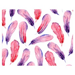 Watercolor Pattern With Feathers Double Sided Flano Blanket (medium)  by BangZart