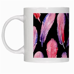 Watercolor Pattern With Feathers White Mugs by BangZart