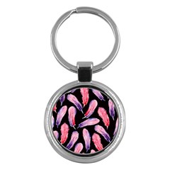 Watercolor Pattern With Feathers Key Chains (round)  by BangZart