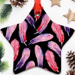 Watercolor Pattern With Feathers Star Ornament (two Sides) by BangZart