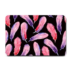 Watercolor Pattern With Feathers Small Doormat  by BangZart