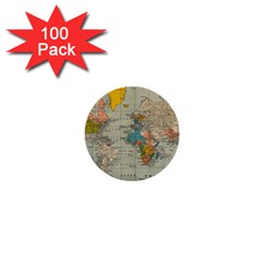 Vintage World Map 1  Mini Buttons (100 Pack)  by BangZart