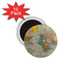 Vintage World Map 1 75  Magnets (10 Pack)  by BangZart