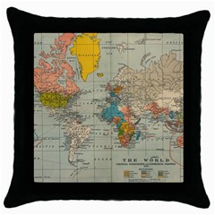 Vintage World Map Throw Pillow Case (black) by BangZart