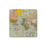 Vintage World Map Square Magnet Front