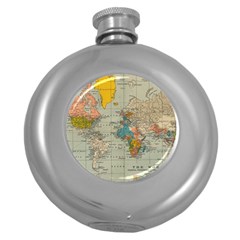 Vintage World Map Round Hip Flask (5 Oz) by BangZart