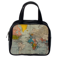 Vintage World Map Classic Handbags (one Side) by BangZart