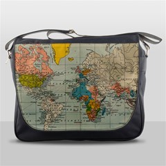 Vintage World Map Messenger Bags by BangZart