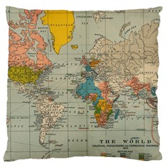 Vintage World Map Large Cushion Case (one Side) by BangZart