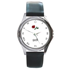 Subtle Rom 918 & Rose S&c At 12 Position Round Leather Watch (silver Rim) by mdnp