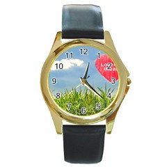 Love Concept Poster Round Gold Metal Watch by dflcprints