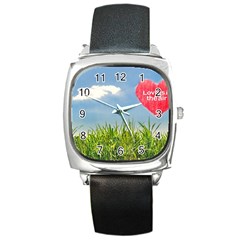 Love Concept Poster Square Metal Watch by dflcprints