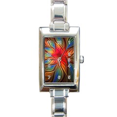 Vintage Colors Flower Petals Spiral Abstract Rectangle Italian Charm Watch by BangZart