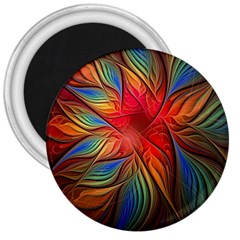 Vintage Colors Flower Petals Spiral Abstract 3  Magnets by BangZart