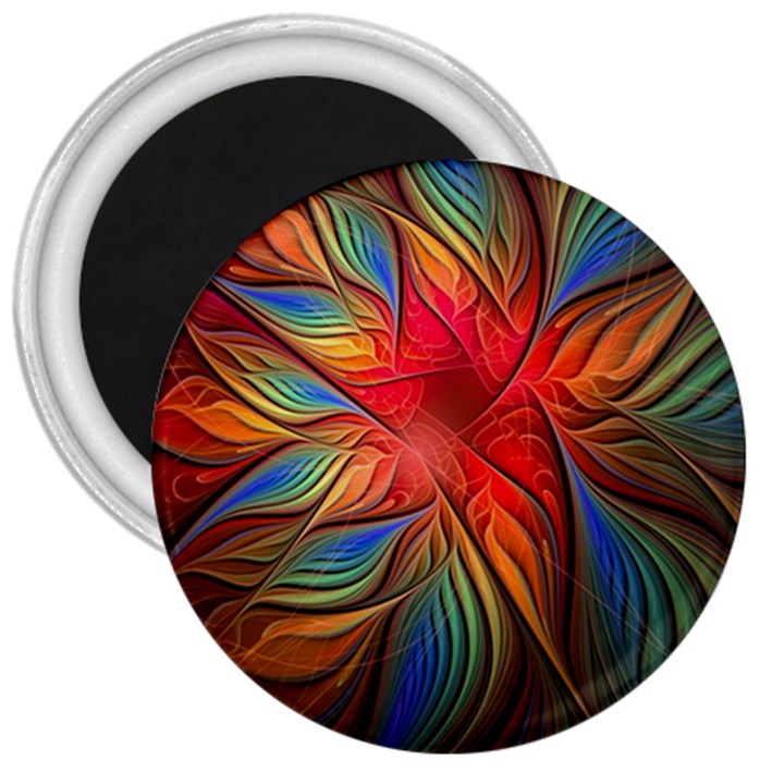 Vintage Colors Flower Petals Spiral Abstract 3  Magnets