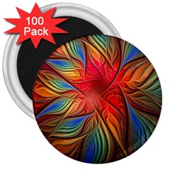 Vintage Colors Flower Petals Spiral Abstract 3  Magnets (100 Pack) by BangZart