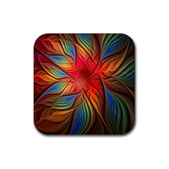 Vintage Colors Flower Petals Spiral Abstract Rubber Coaster (square)  by BangZart