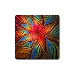 Vintage Colors Flower Petals Spiral Abstract Square Magnet by BangZart