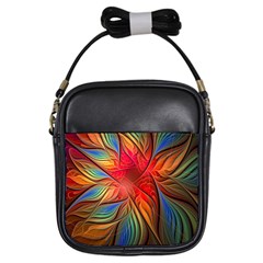 Vintage Colors Flower Petals Spiral Abstract Girls Sling Bags by BangZart