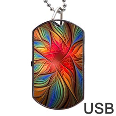 Vintage Colors Flower Petals Spiral Abstract Dog Tag Usb Flash (two Sides) by BangZart