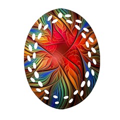 Vintage Colors Flower Petals Spiral Abstract Ornament (oval Filigree) by BangZart