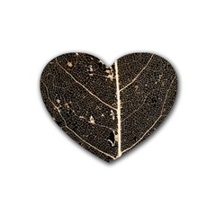 Vein Skeleton Of Leaf Rubber Coaster (heart)  by BangZart