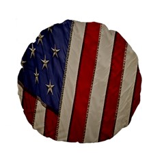 Usa Flag Standard 15  Premium Flano Round Cushions by BangZart