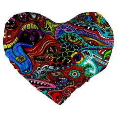 Vector Art Pattern Large 19  Premium Heart Shape Cushions by BangZart