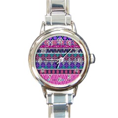 Tribal Seamless Aztec Pattern Round Italian Charm Watch by BangZart