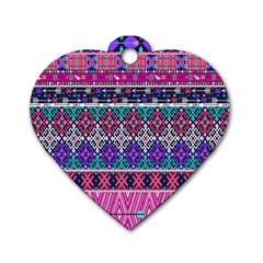 Tribal Seamless Aztec Pattern Dog Tag Heart (one Side) by BangZart