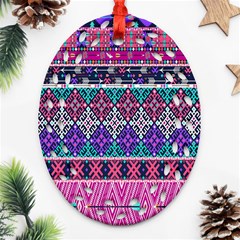 Tribal Seamless Aztec Pattern Oval Filigree Ornament (two Sides) by BangZart