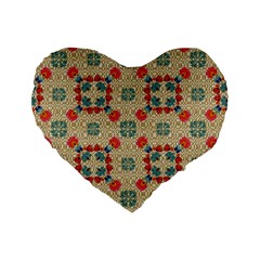 Traditional Scandinavian Pattern Standard 16  Premium Heart Shape Cushions by BangZart