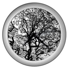 Tree Fractal Wall Clocks (silver)  by BangZart