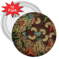 Traditional Batik Art Pattern 3  Buttons (10 Pack)  by BangZart