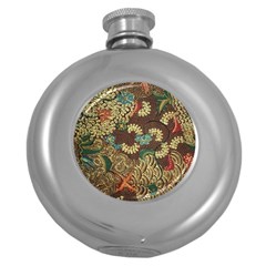 Traditional Batik Art Pattern Round Hip Flask (5 Oz) by BangZart