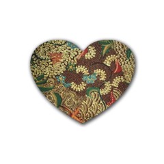 Traditional Batik Art Pattern Rubber Coaster (heart)  by BangZart