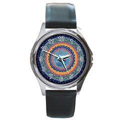 Traditional Pakistani Art Round Metal Watch by BangZart