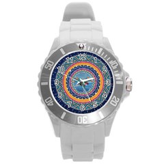 Traditional Pakistani Art Round Plastic Sport Watch (l) by BangZart