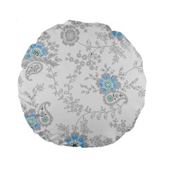 Traditional Art Batik Flower Pattern Standard 15  Premium Flano Round Cushions by BangZart