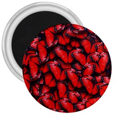 The Red Butterflies Sticking Together In The Nature 3  Magnets by BangZart