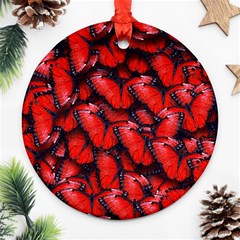 The Red Butterflies Sticking Together In The Nature Ornament (round) by BangZart