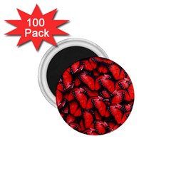 The Red Butterflies Sticking Together In The Nature 1 75  Magnets (100 Pack)  by BangZart