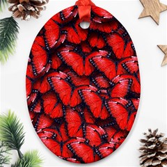 The Red Butterflies Sticking Together In The Nature Oval Ornament (two Sides) by BangZart